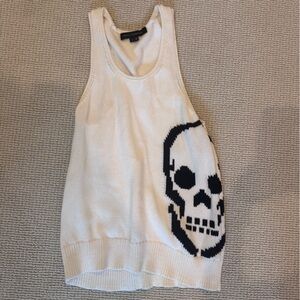 Skull Cashmere White and Black tank with Skull Design